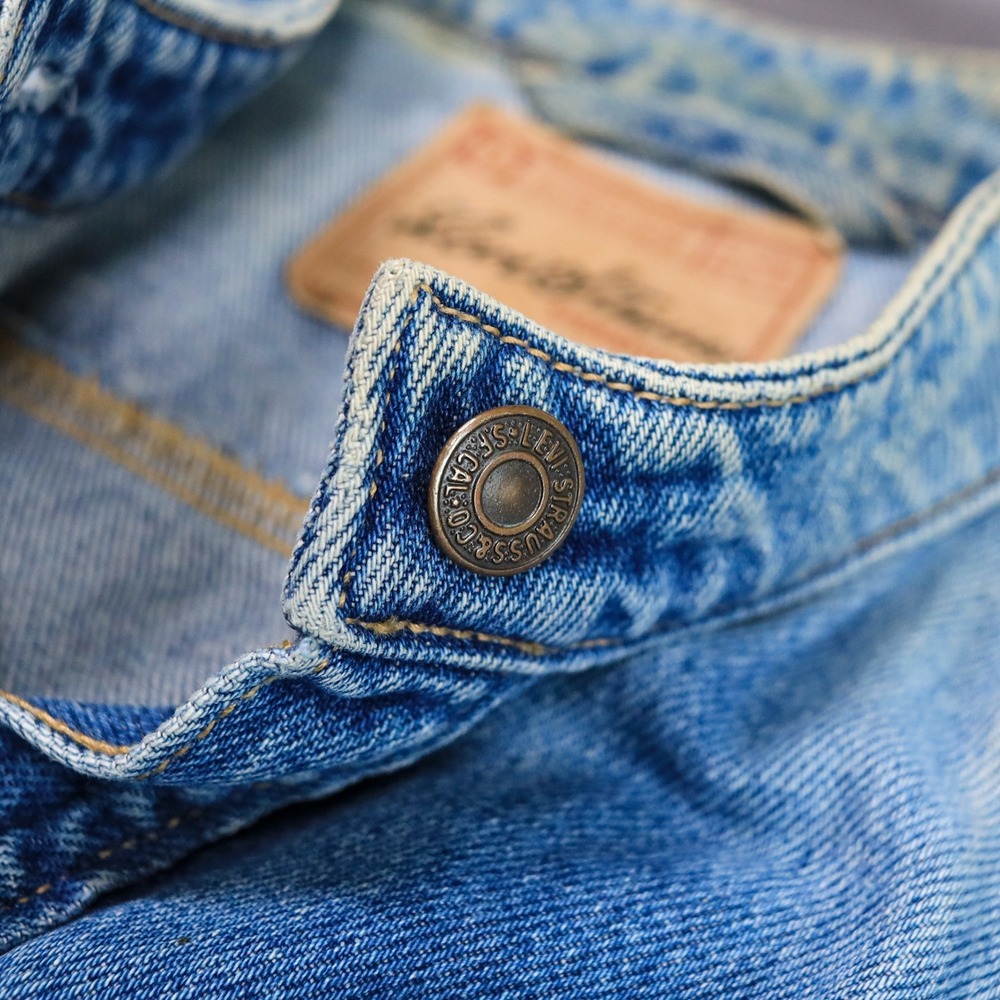 Levi Strauss Signature Denim Trucker Vest Women Size L Blue Faded Distressed Y2K - Picture 11 of 14